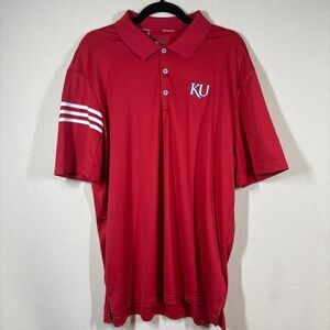 NOS Adidas KU Kansas Jayhawks Climacool Golf Polo Mens XL Crimson Activewear